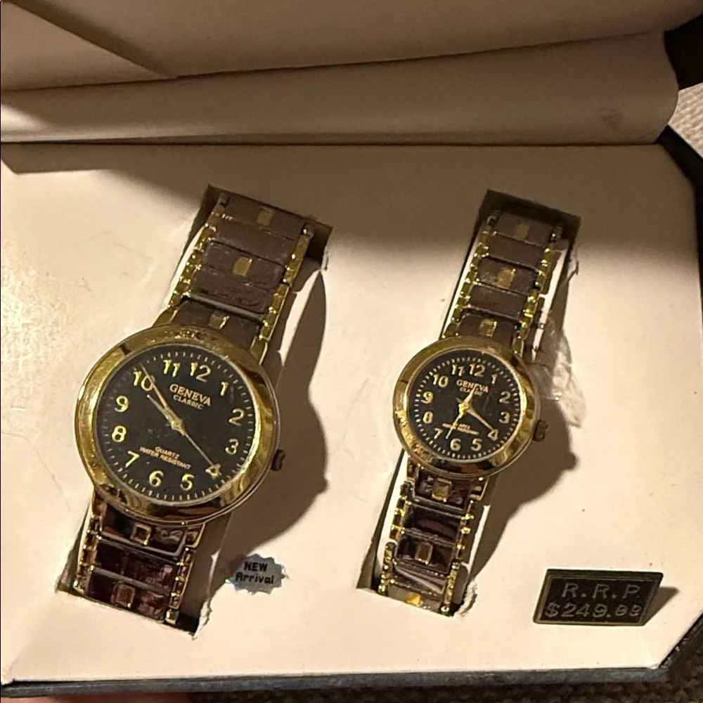 Geneva Men's and Women’s Gold and Silver Watch Duo